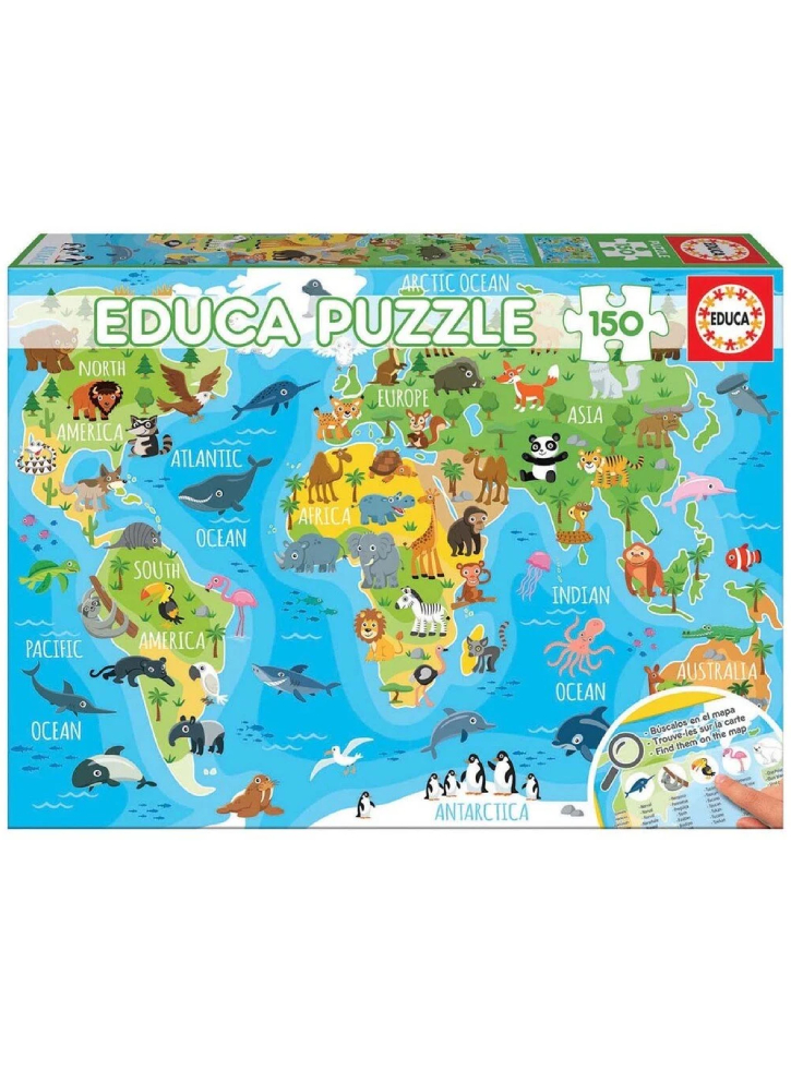 Educa 150 Pcs World Map Animals Puzzle (018115)