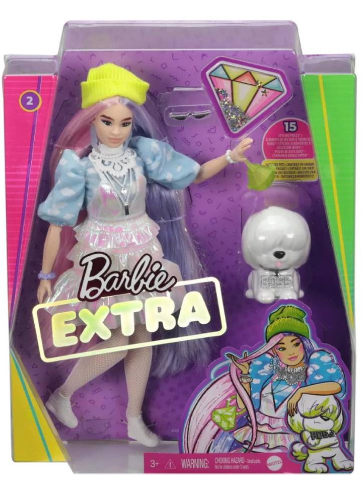 Papusa Barbie Extra Shimmer Look & Pet Puppy (gvr05)
