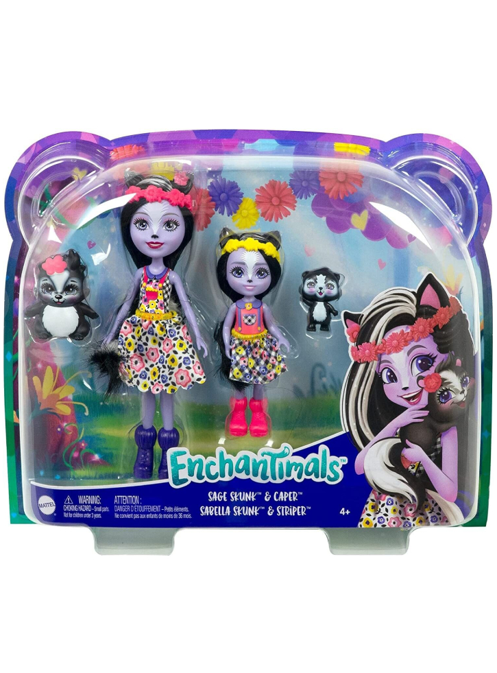 Papusa Enchantimals Sage Skunk Caper Sisters (hcf82)