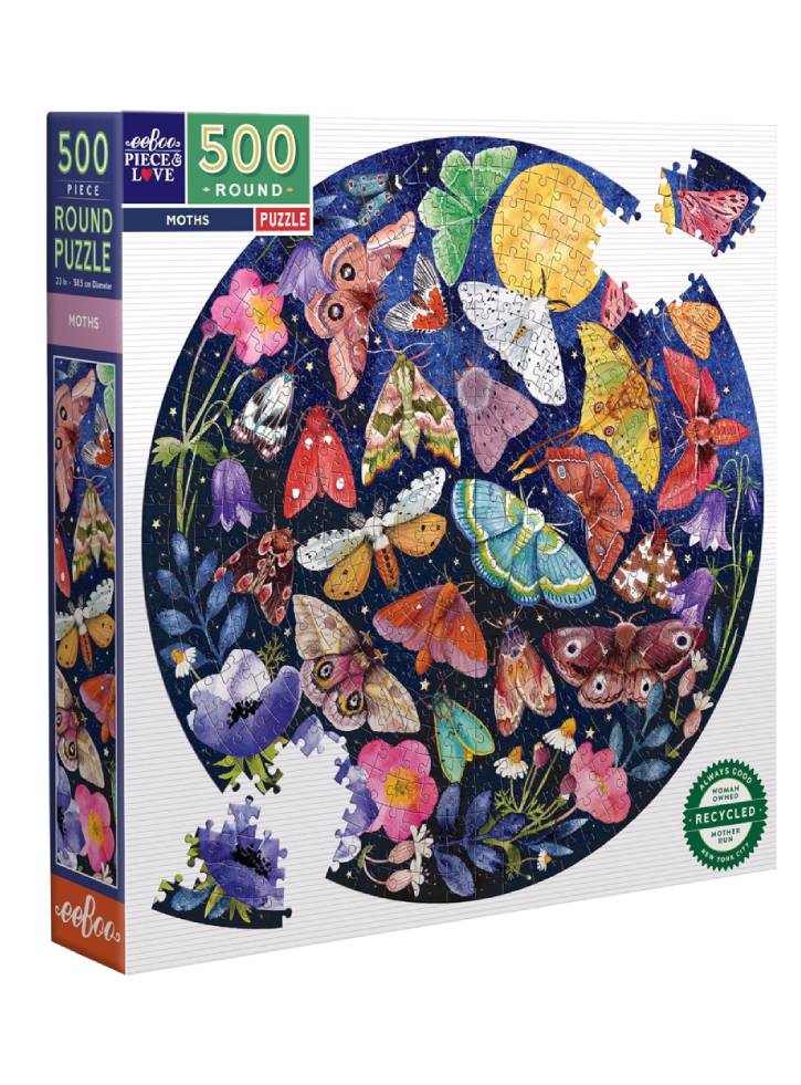 Puzzle Eeboo Round 500pc Moths (epzfmot)