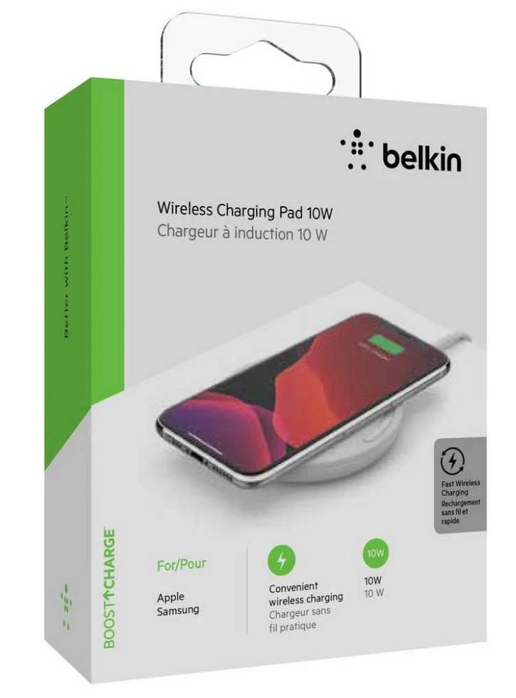 Belkin 10w Wireless Charging Pad + Psu & Micro Usb Cable White