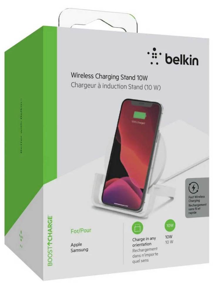 Belkin 10w Wireless Charging Stand + Psu & Micro Usb Cable White