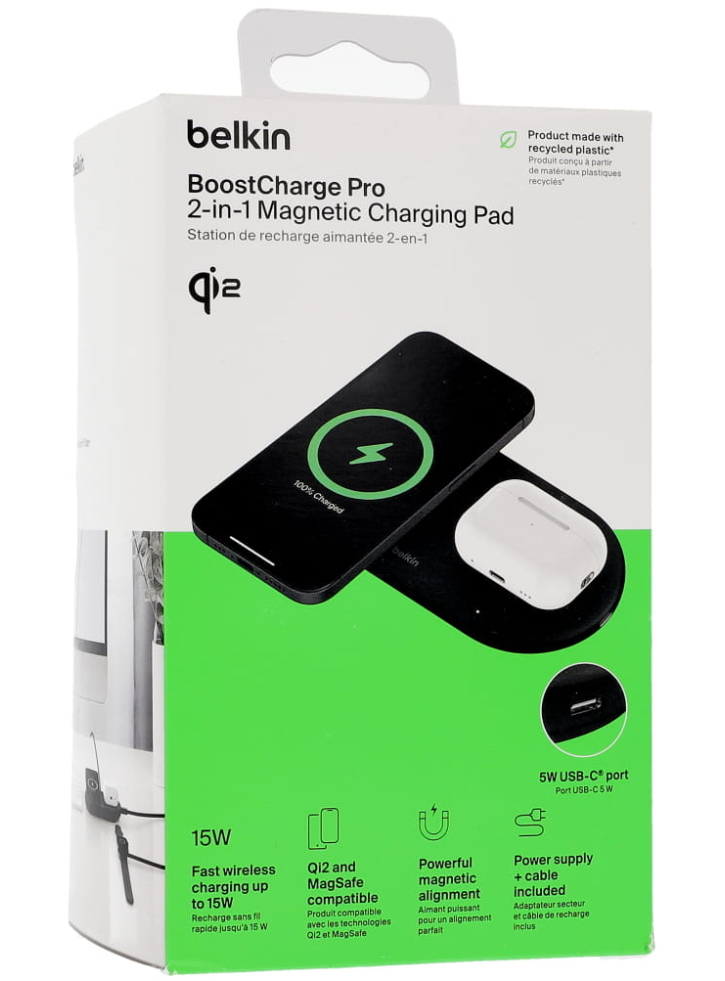 Belkin Boost Charge Pro 2in1 Q12 15w Magnetic Charging Pad Black