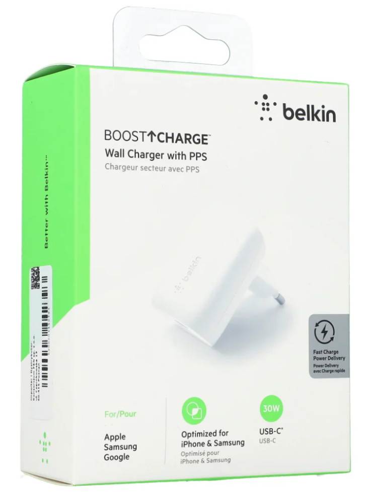 Belkin 30w Pd Pps Boostcharge Wall Charger White