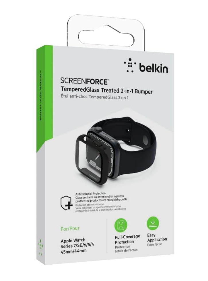 Belkin Screenforce Temperedcurve 2in1 360 Anti-microbial Screen Protection (series 8/7/se/6/5/4 Black