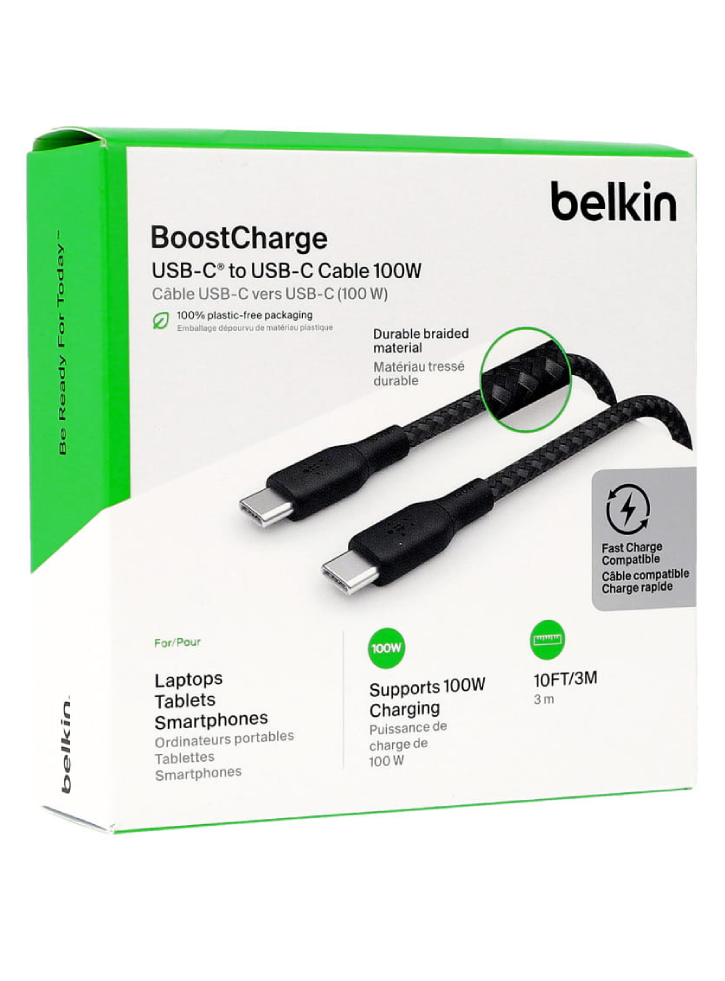 Belkin Braided Usb-c 2.0 100w Cable 3m Black