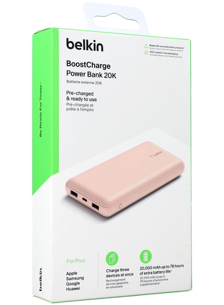 Belkin 20k Power Bank Usb-a & C 15w Rose Gold