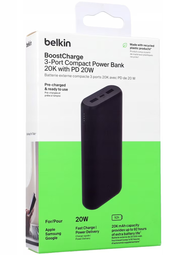 Belkin Boost Charge 20k Pd 20w 3 Port Compact Power Bank