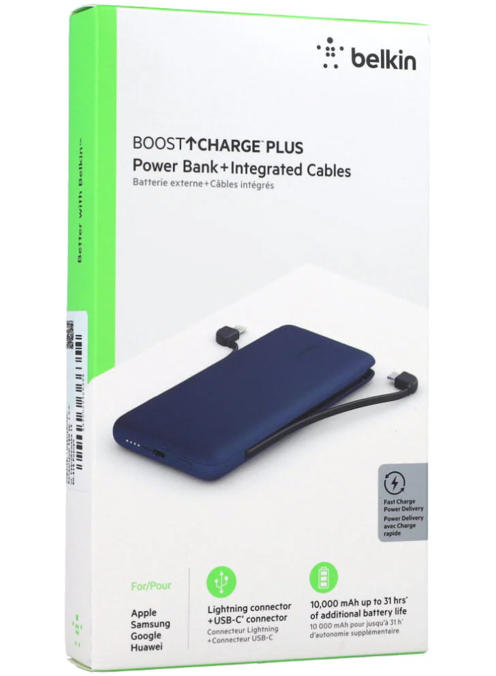 Belkin 10k Pd Power Bank Integraded Cables (usb-c & Lightning)