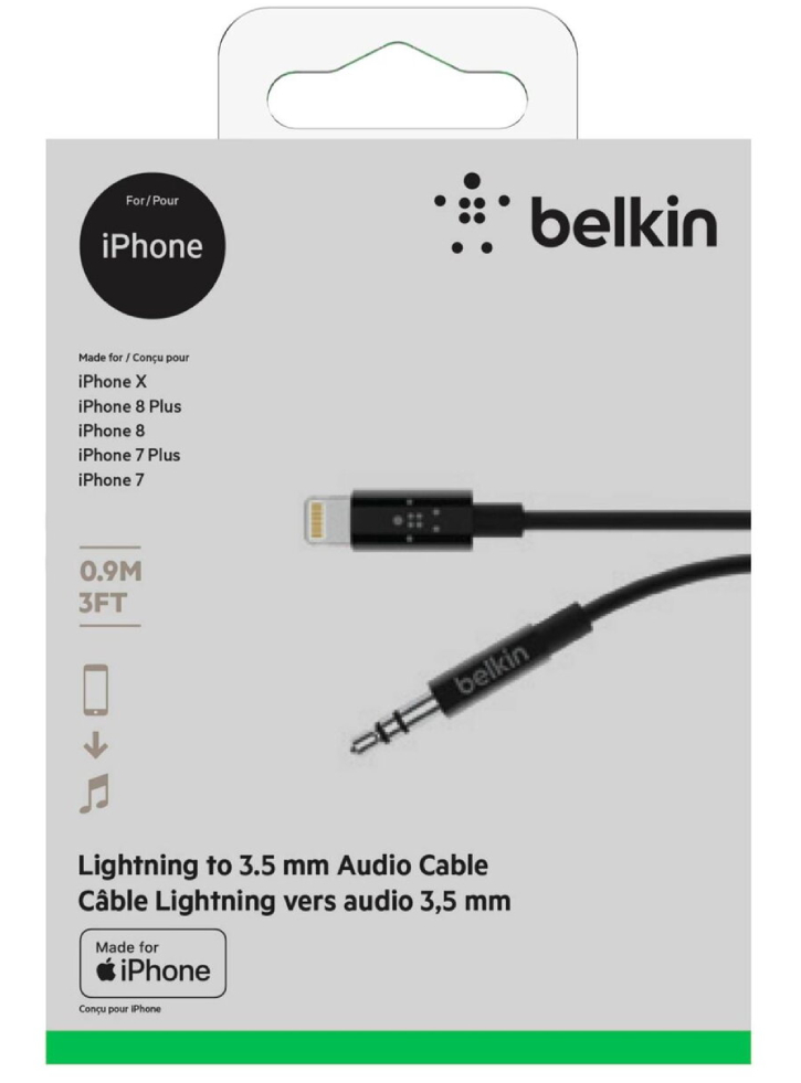 Belkin Lightning To 3..5mm Cable 3ft Black