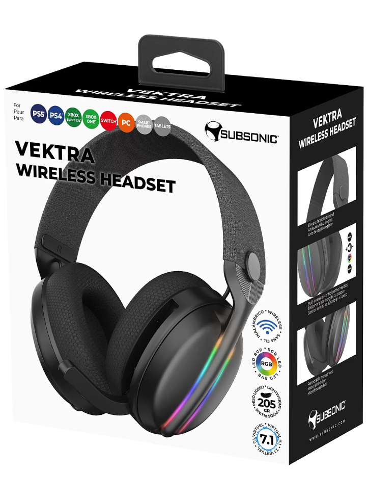 Subsonic Wireless Headset All Platforms + Led + 7.1 - Playstation 5 NSW|PC|PS4|PS5|XBOX ONE|XBOX SERIES S|XBOX SERIES X