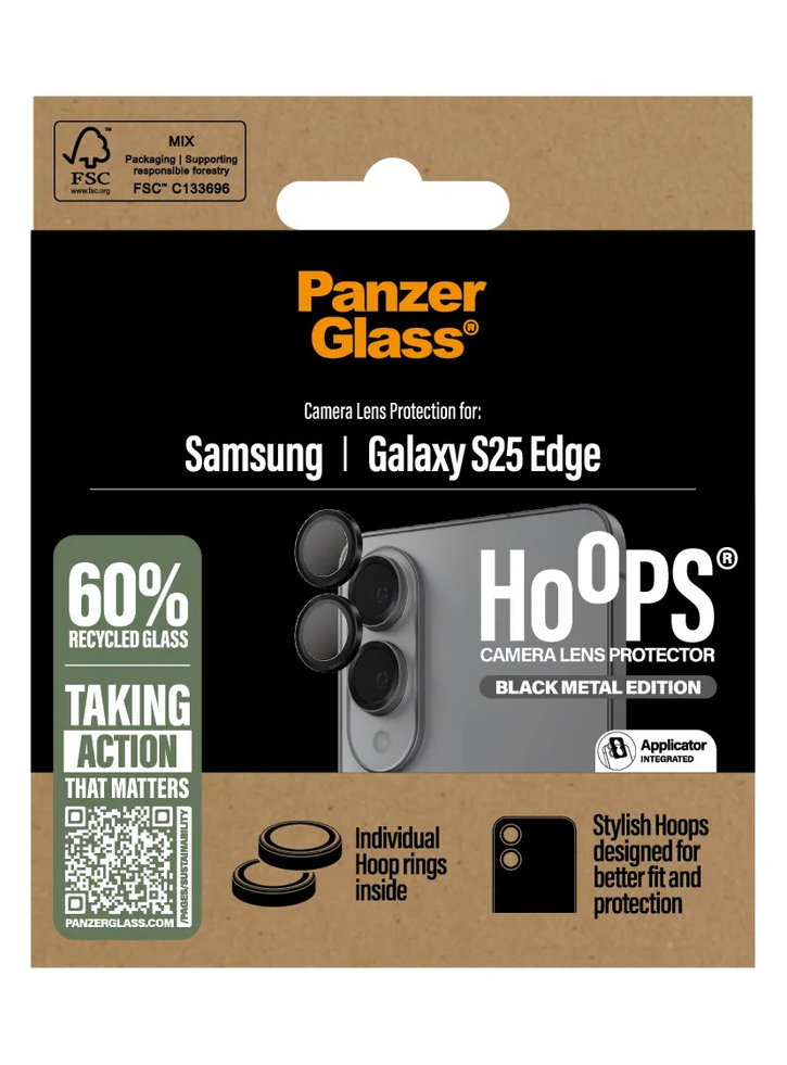Panzerglass Hoops Black Camera Lens Protector Samsung S25 Edge