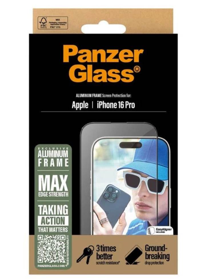 Panzerglass Screen Protection Iphone 16 Pro Aluminium Frame Ultra Wide Fit