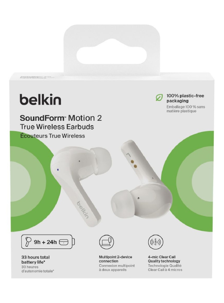 Belkin Soundform Motion True Wireless Earbuds White Android Devices|Apple Devices