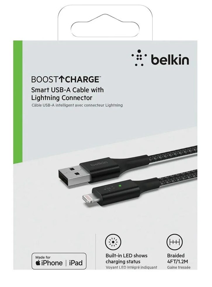 Belkin Smart Led Usb-a To Lightning Cable, Black