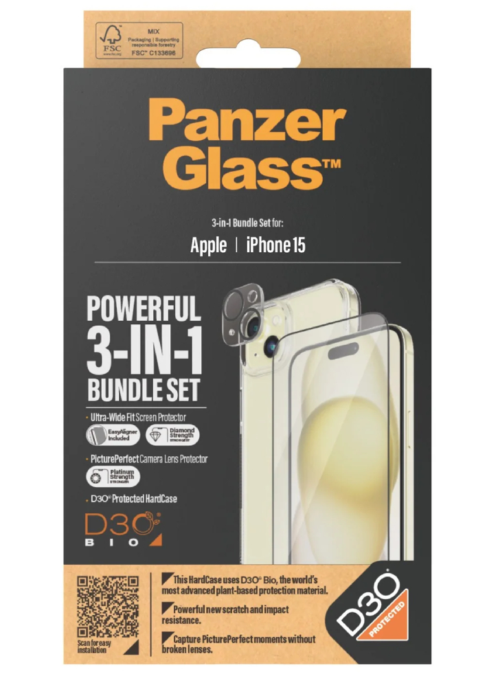 Panzerglass Apple Iphone 15 Ultra Wide Fit Bundle Picture Perfect Hardcase With D30