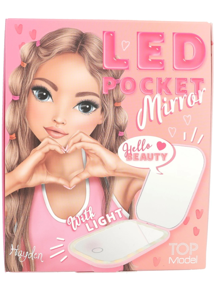 Topmodel Foldable Pocket Mirror With Led Pink