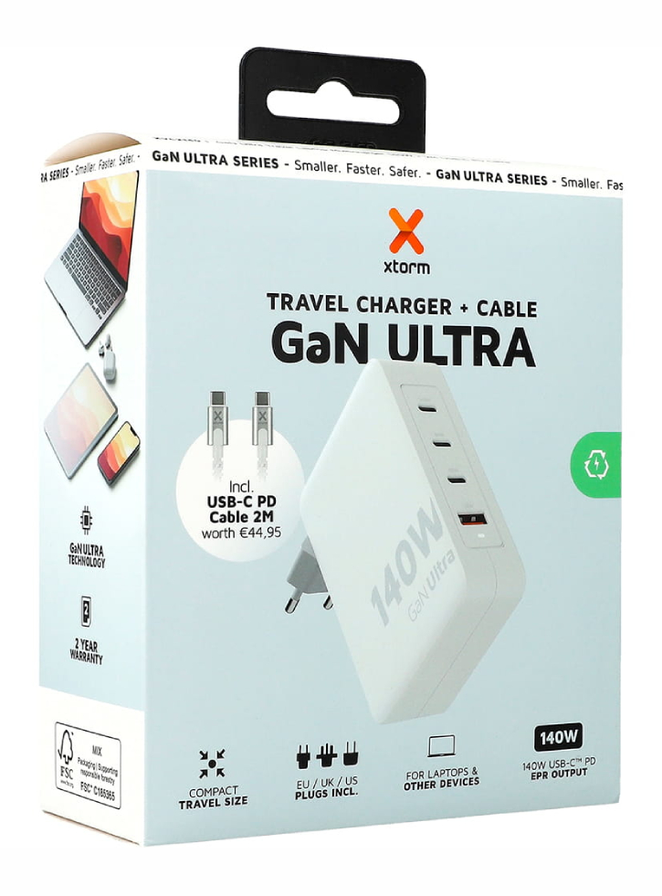 Xtorm 140w Gan Ultra Travel Charger + Usb-c Pd Cable