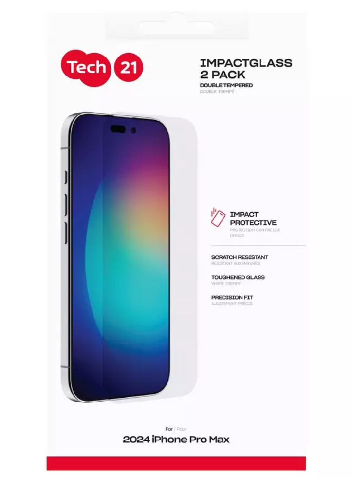 Tech21 Impact Glass 2 Pack Extra Strong Iphone 16 Pro Max