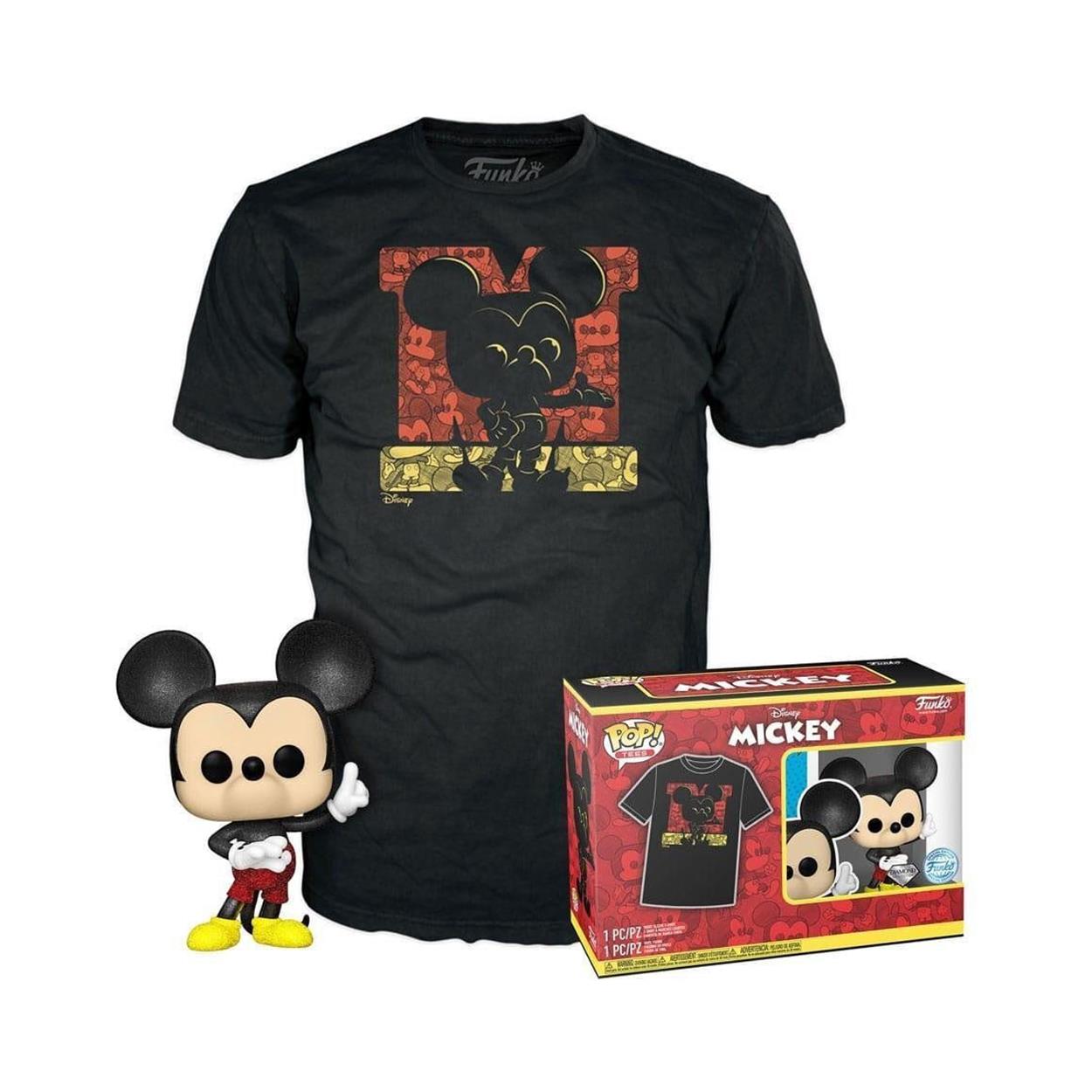 Boxed Pop! Mickey Mouse Diamond Collection & T Shirt L