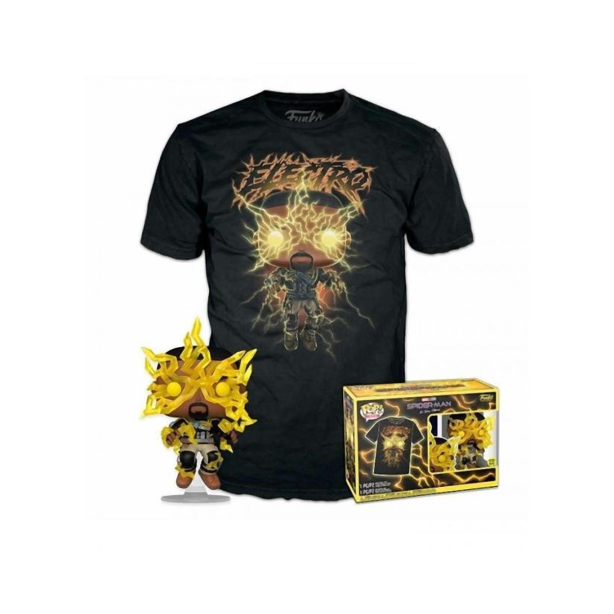 Pop! Spider Man No Way Home S3 Electro Glows In The Dark & T Shirt L