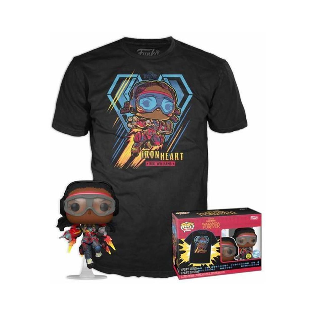 Pop! Black Panther Wakanda Forever Iron Heart Riri Williams Glows In The Dark And T Shirt S